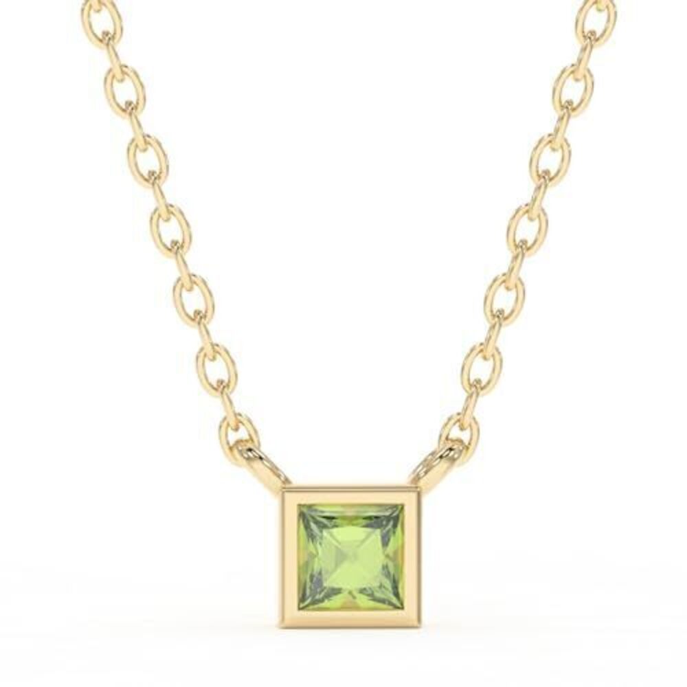 9702 Peridot Necklace , Premium Gold Minimalist Square Necklaces - Tarnish